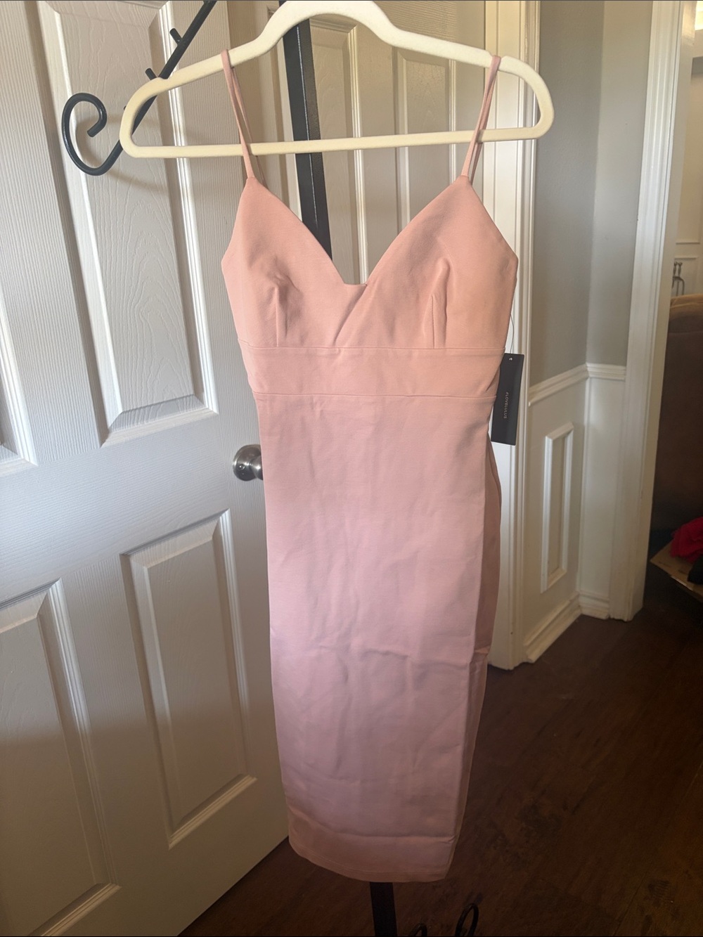 Lulu's Blush Pink Spaghetti Strap Midi Dress